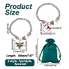 2Pcs 2 Styles Bee & Heart Rose Rhinestone Charm Bracelets Set with Enamel BJEW-AB00006-2