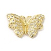 Rack Plating Brass Pave Clear Cubic Zirconia Connector Charms KK-K377-49G-1