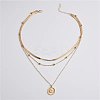 Alloy Flower Coin Pendant 3 Layered Necklaces for Women FS-WGE6B44-01-3