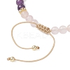 Natural Amethyst & Natural  Rose Quartz & Shell Pearl Round Beaded Braided Bead Bracelets BJEW-JB13392-02-4