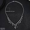 Alloy Micro Pave Cubic Zirconia Pendant Bib Necklaces for Women PW-WG44820-01-2