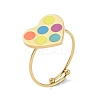 Ion Plating(IP) Heart 304 Stainless Steel Enamel Ring RJEW-A038-19G-05-1