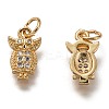 Brass Micro Pave Clear Cubic Zirconia Charms ZIRC-B002-54G-2
