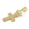 Rack Plating Brass Micro Pave Clear Cubic Zirconia Pendants KK-Z067-03G-03-2