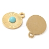 Synthetic Turquoisel Flat Round Charms STAS-Q345-33G-2