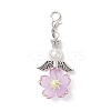 Flower Acrylic & ABS Plastic Imitation Pearl Pendant Decorations HJEW-JM03529-01-4