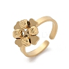 304 Stainless Steel Clover Open Cuff Rings for Women RJEW-A052-05G-4