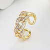 Brass Micro Pave Cubic Zirconia Adjustable Cuff Rings FS-WG8FE28-02-1