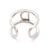 Clear Cubic Zirconia Initial Letter Open Cuff Ring RJEW-A012-01P-D-3