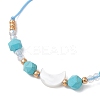Synthetic Turquoise & Natural Freshwater Shell Moon Charm Bracelets BJEW-MZ00303-01-4