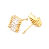 Brass Micro Pave Cubic Zirconia Stud Earrings for Women EJEW-U015-04G-01-2