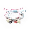2Pcs 2 Color Luminous Beads & Alloy Enamel Charms Bracelets Set VALE-PW0001-028A-1