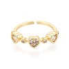 Brass Micro Pave Cubic Zirconia Cuff Rings for Women KK-T071-67G-2