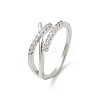 Letter X Shaped Clear Cubic Zirconia Cuff Rings RJEW-G337-09P-2