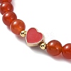Natural Carnelian Round Beaded Stretch Bracelets BJEW-JB09881-05-3