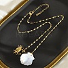 Summer Beach Natural Shell & 304 Stainless Steel Pendant Necklaces for Women NJEW-P323-01B-G-1
