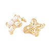Clover Brass Pave Clear Cubic Zirconia & Freshwater Pearl Stud Earrings for Women LS-EJEW-G391-01G-3