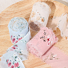 3 Rolls 3 Colors Polyester Fringe Flower Printed Ribbon OCOR-CP0001-17-5