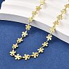 Brass Flower Link Chain Necklaces NJEW-M108-25G-1