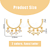 DICOSMETIC 8Pcs 2 Colors Rack Plating Brass Pave Clear Cubic Zirconia Connector Charms KK-DC0003-48-2