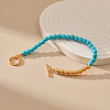 Synthetic Turquoise & Brass Round Beaded Bracelets for Women EH2612-2