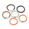 6Pcs 6 Styles Halloween Handmade Polymer Clay Beaded Stretch Bracelets Sets BJEW-TA00490-4