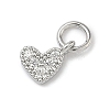 Brass Micro Pave Cubic Zirconia Heart Charms KK-C156-30P-1