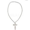 Gothic Style Cross 304 Stainless Steel Black Enamel Pendant Byzantine Chain Necklaces for Men FS-WG287BB-01-4
