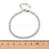 304 Stainless Steel Rhinestone Cup Chain Bracelets for Women BJEW-G753-01P-03-5