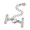 Brass Micro Pave Clear Cubic Zirconia Curb Chain Extender KK-G556-08P-01-1
