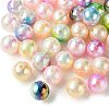 50Pcs UV Plating Opaque Rainbow Iridescent Acrylic Beads SACR-CJ0001-42-3