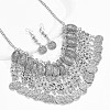 Alloy Coin Tassel Pendant Necklaces & Dangle Earrings Sets FS-WG2882A-02-2
