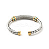 304 Stainless Steel Twist Rope Shape Open Cuff Bangle with Rhinestone for Women BJEW-D449-01GP-03-2