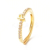 Clear Cubic Zirconia Initial Letter Adjustable Ring RJEW-C052-01G-P-1