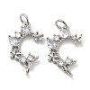 Rack Plating Brass Pave Clear Cubic Zirconia Connector Charms KK-K273-08P-1