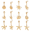 6 Pairs 3 Style Shell & Starfish Steel Asymmetrical Earrings with ABS Imitation Pearl Beaded EJEW-PH0001-15-1