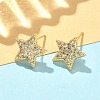 Star Brass Micro Pave Clear Cubic Zirconia Stud Earrings EJEW-A132-16G-2