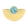 Ion Plating(IP) 304 Stainless Steel Synthetic Turquoise Cuff Rings G-Z056-07G-02-2