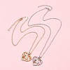 2Pcs 2 Colors Mom Daughter Hand in Hand Family Heart Alloy Pendant Necklaces NJEW-FS0001-10A-7