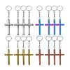 16Pcs 4 Colors Alloy Cross Charm Keychains KEYC-PH01546-6