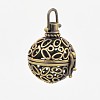 Brass Hollow Cage Pendants KK-P141-08-1