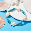 Turtle Synthetic Turquoise Beaded Stretch Bracelet BJEW-JB09954-2