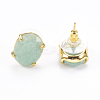 Natural & Synthetic Gemstone Stud Earrings EJEW-L196-04-3