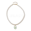 White Glass Pearl Beaded Necklaces NJEW-JN04652-02-4