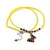 Natural Tiger Eye Faceted Butterfly  Pendant Necklaces NJEW-G143-01G-2