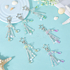 6Pcs 6 Styles Teardrop Acrylic & Glass Pendant Decoration HJEW-SC00144-3