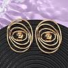 304 Stainless Steel Oval Stud Earrings EJEW-L304-08G-2