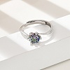 Rhodium Plated 925 Sterling Silver Moissanite Adjustable Rings RJEW-U038-12P-3