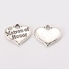 Wedding Theme Antique Silver Tone Tibetan Style Heart with Matron of Honor Rhinestone Charms LS-TIBEP-N005-03A-1