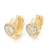 Brass Clear Cubic Zirconia Hoop Earrings EJEW-Q016-03G-2